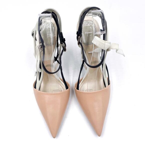 Dior Decli Defile Pumps Raf Simons Beige Leather Strappy Heels Pointed Sz 39 / 9 - Picture 4 of 15